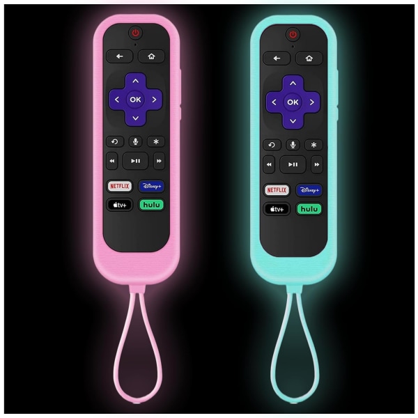 2-pack fjärrkontrollskydd passar till Roku TV | Onn Roku | TCL Hisense Roku silikon skyddande kontrollhylsa Universal för Roku Express 2021 | Rok D