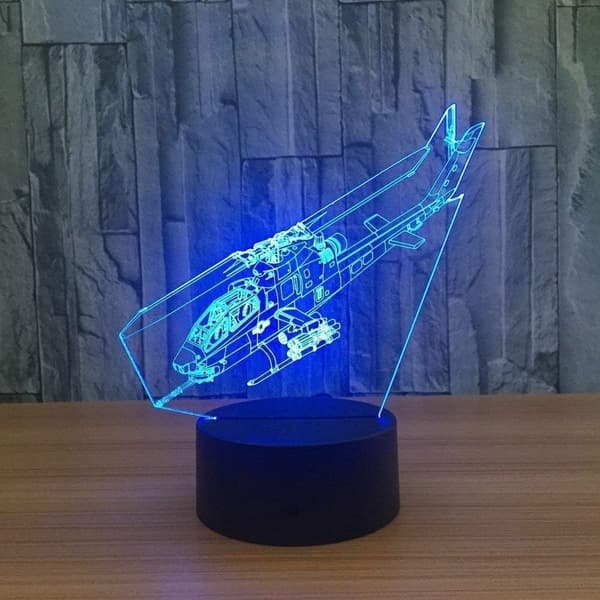 Helikopter Nattlys 3D Illusjonslampe LED Fighter Nattlig