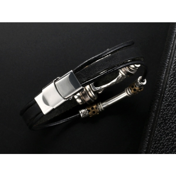 Herrar Vintage Läder Armband Rep Armband Bangle