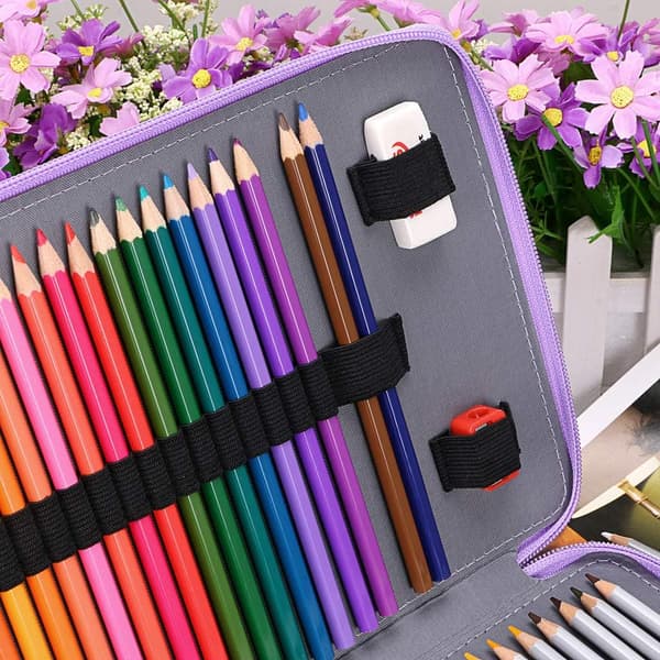 200 rum Farveblyant Organizer - Deluxe PU Læder Blyant B