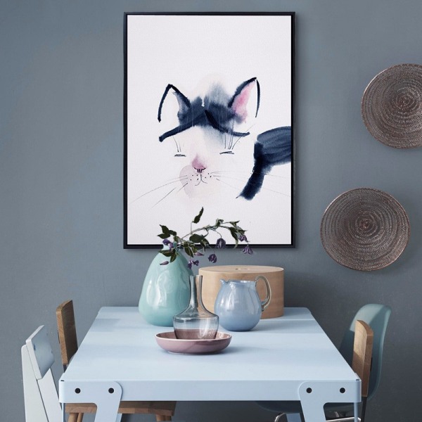 Katter, Flamingos och Älg Väggkonst Canvas Tryck Affisch, Enkelt Mode Vattenfärg