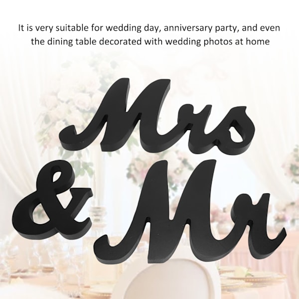 Brevdekorasjon i tre, Mr and Mrs-skilt, unikt design, dekorative ornamenter i MDF