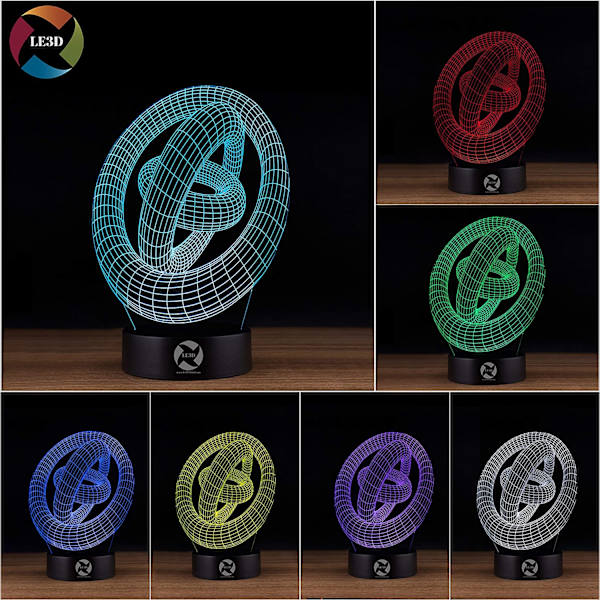 3D optisk illusionsnattlampa - 7 LED-färgförändrande lampa