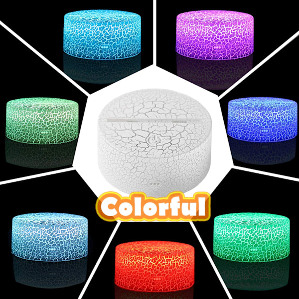 Cool 3D-lampa nattlampa för pojkar USB-beröringskänslig styrbar lampa 3D visuell barnkammardekoration (Dark Voyager)