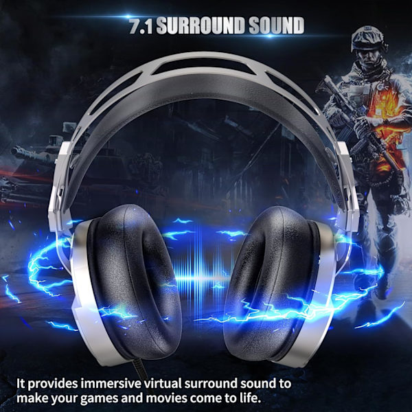 Spelheadset - 3D Surround Sound Hörlurar, Justerbar Brusreducerande Mikrofon, LED-Ljus, Xbox One Headset med Aluminiumram för Nintendo Switch, PC Green