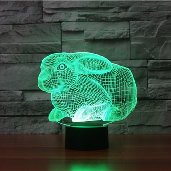 Kreativ 3D Kanin Nattlampa USB-driven Touch Switch Remo