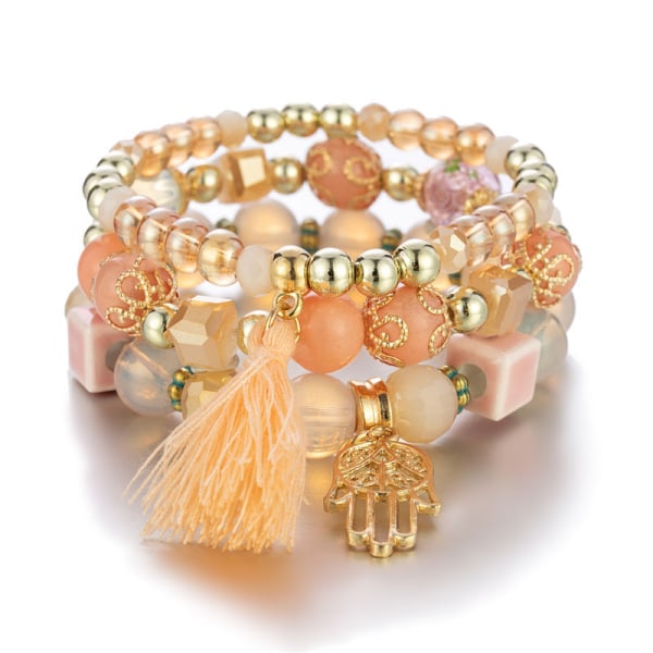6 Set Bohemian Beads Armband Set för Kvinnor Flerskikts Tasse