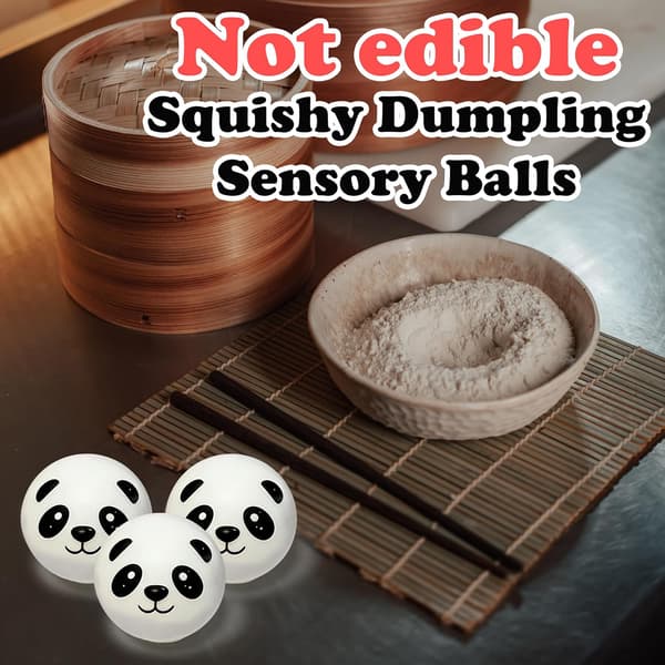 Mini Panda Dumpling Squishy Leksaker (3-pack), Sensoriska Fidget Stressbollar för Vuxna och Barn, Stresslindrande Gåvor, Partyfavoriter