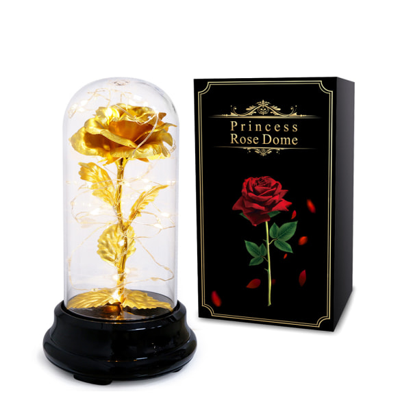 24K guldfolie Rose lampskärm LED Luminous Rose Val