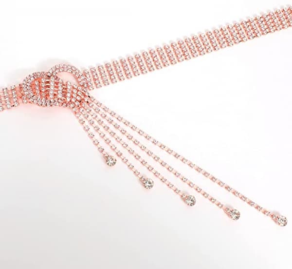 Dam bälte med strass, silver, glänsande diamant, modekristall, L Rose
