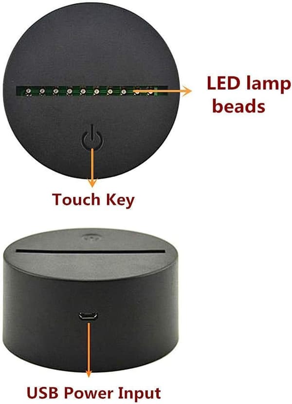 3D Illusion LED Natlampe, 7 Farver Gradvis Skiftende Touch