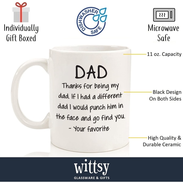Tack för att du är min pappa - Rolig kaffemugg - Unik fars dag-present till pappa - B