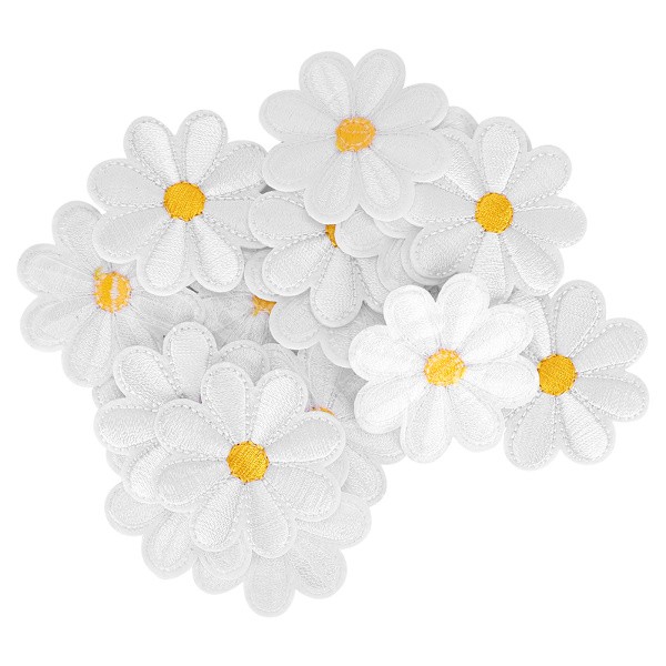 40 stk. broderiklæbestof mønster Daisy strygemærker DIY rygsæk beklædningstilbehør