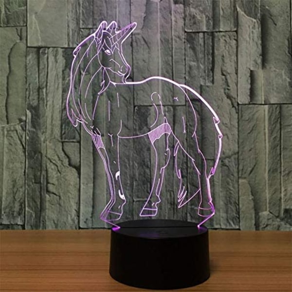 3D LED Vild Varg Optisk Illusion Nattlampa, 7 Färgförändring