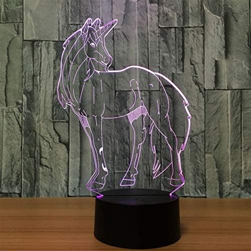 3D LED Vill Ulv Optisk Illusjon Nattlys, 7 Fargeendringer
