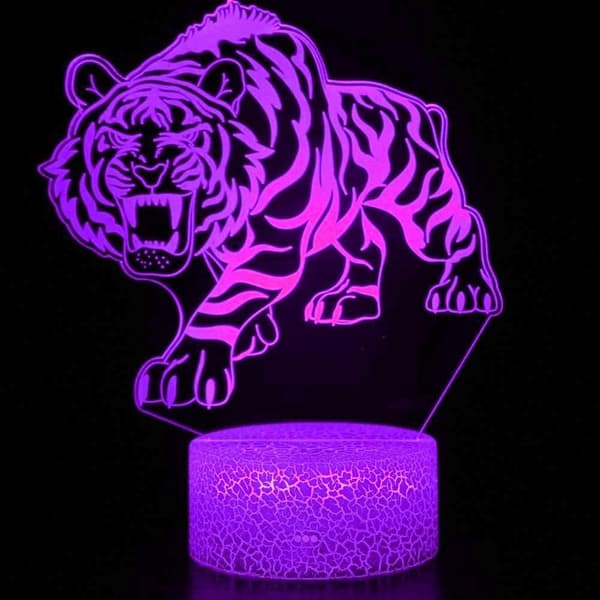 3D Tiger Natlampe LED Lampe Illusion 7 Farveskiftende Touch