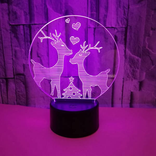 Hjorte Dyrelegetøj 3D Illusion Natlampe Smart Touch Lampe, C