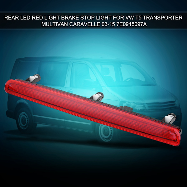 Röd LED Bakre Hög Nivå Bromsljus för T5 Multivan Transporter 03-15 7E0945097A