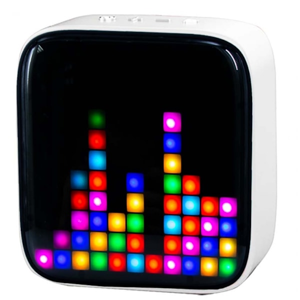 Bluetooth LED Hvid Retro Pixel Højttaler, 28 Farver, LED Spe