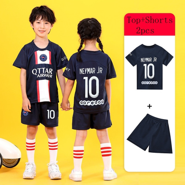 NO10 Barn Sportdräkter pojkar löpning sportkläder Fotbollströjor Set Fotbollsuniformer Andas Fotbollströjor för barn sets04-2pcs size26 (140-145cm)