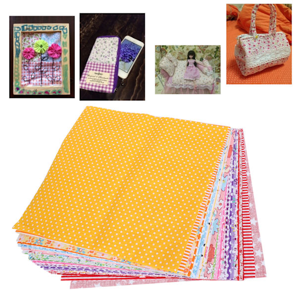 Stoff til quilting i 50 farger, bomullstrykk, DIY håndlagde sytilbehør 25 x 25 cm
