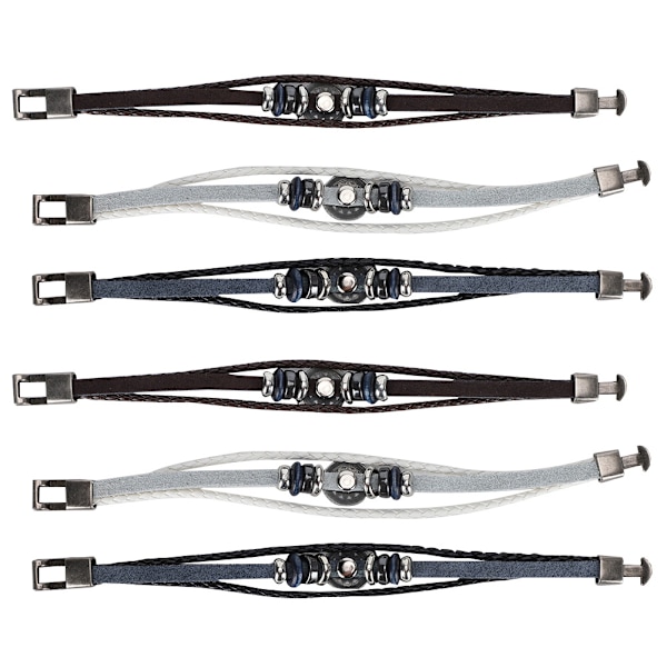 6 st armband handvävd split läder flätat PU herr dam retro armband 23cm