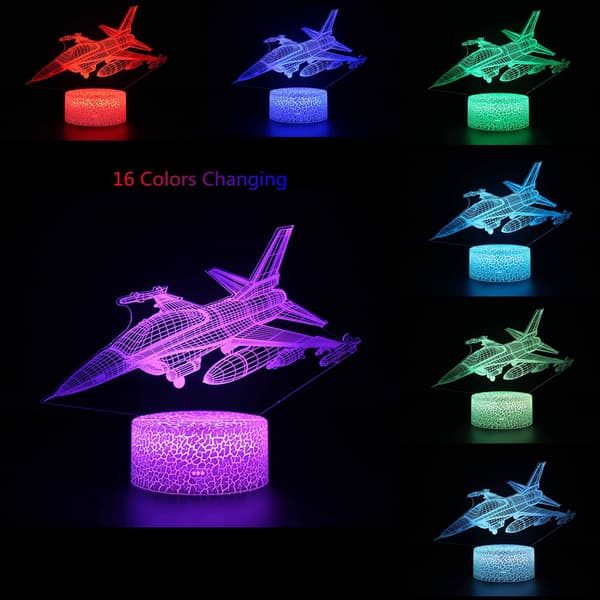 Bil Plan Grävmaskin 3D Illusion Lamp, Fordon Nattljus fo