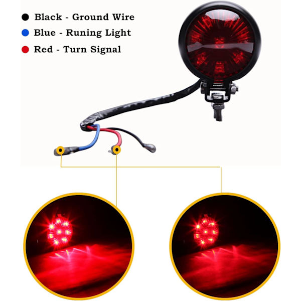 Motorcykel Baglygte Rød 8 LED Stoplys Kompatibel Med Chopper Bobber Cafe Racer Cykel