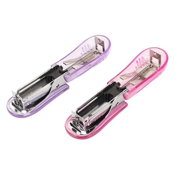 2 st miniklammer 20 ark kapacitet hävstångsstruktur bärbar klammer handhållen klammer för 24 stift 6 stift lila rosa