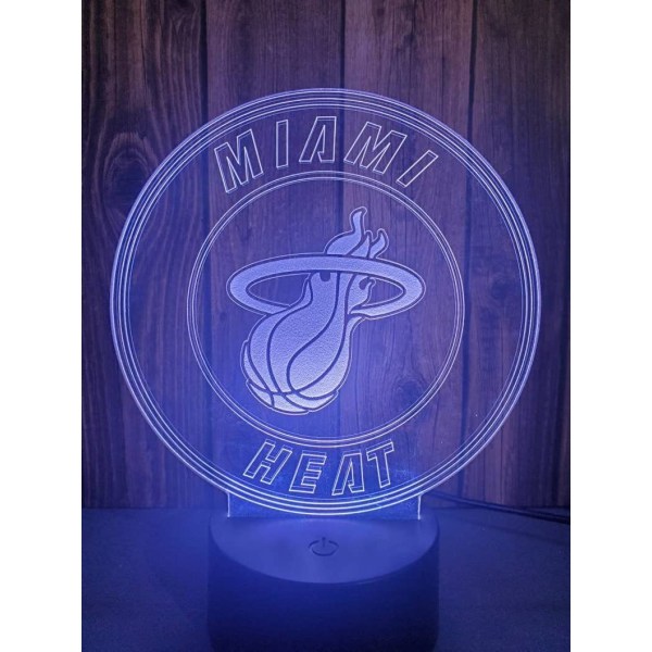 Miami Basketlag Heat lampa 3D Illusion Nattljus, Remo