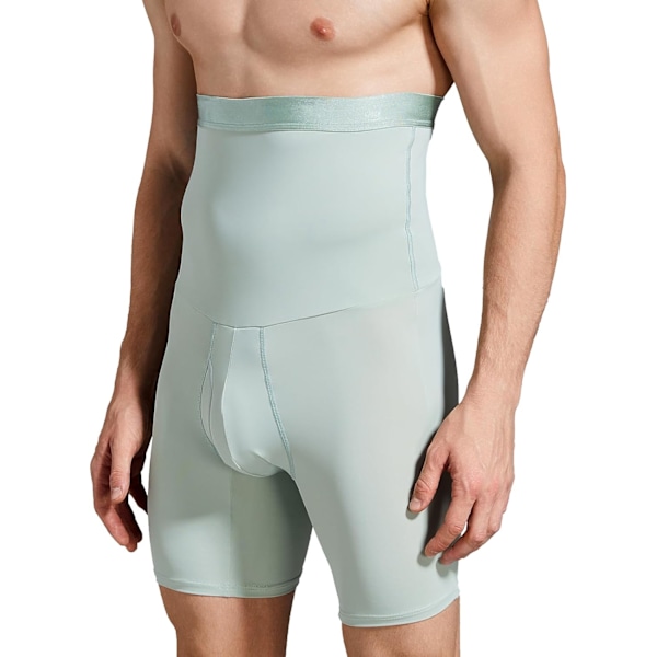 Män Tummy Control Shorts Hög Midja Underkläder Slankning Shapewear Body Shaper Ben Boxer Kalsonger Light Green XXL