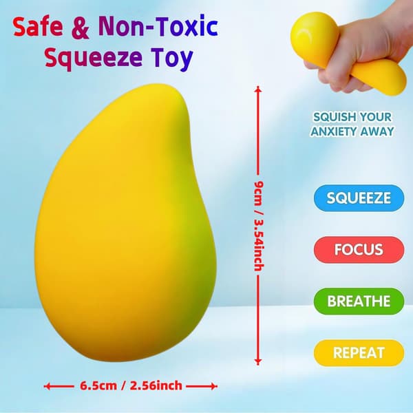 Guld Mango Squishy Legetøj, Hurtig Rebound Simulation Frugt Stressaflastningsbold, Blødt Sensorisk Angstlindrende Fidget Håndlegetøj yellow