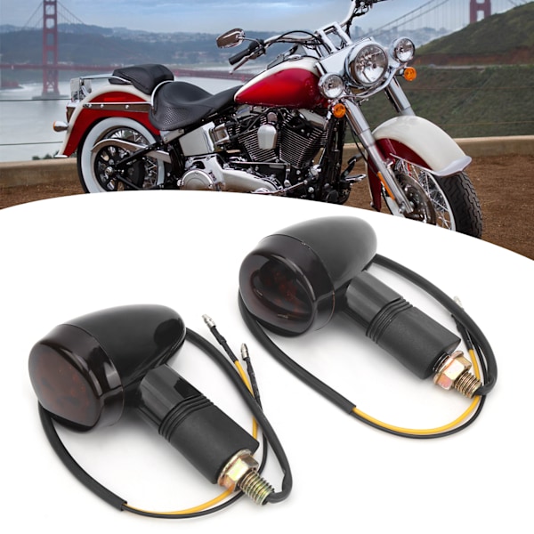 2 stk Universelle Motorcykel Blinklys Gul Lys Høj Synlighed 12V 10mm/0.4in Gevind Sort