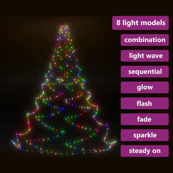 Hängande julgran med metallkrok 720 flerfarvet LED 5 m inne/ute