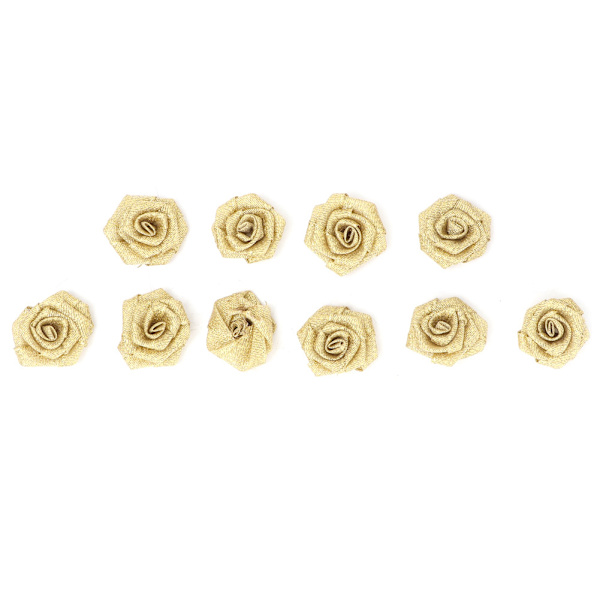 10 stk DIY Polyesterbånd Gull Rose Blomsterknopp Bryllupsdekorasjon Tilbehør