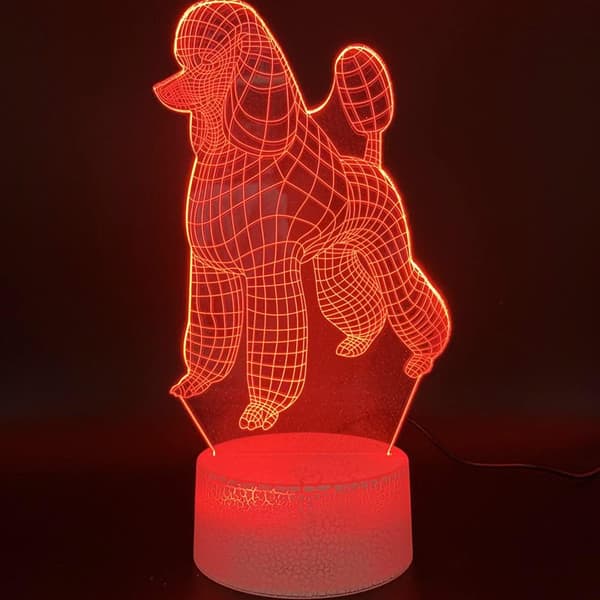 3D Hunde Natlampe Illusion 7 Farveskiftende Touch Swit