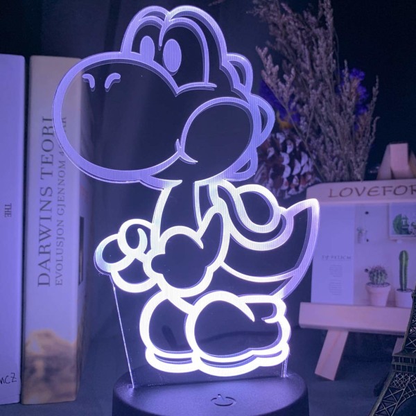 Hnfsliuhao Yoshi Mario 3D LED USB -lampa Tecknad spelfigur S