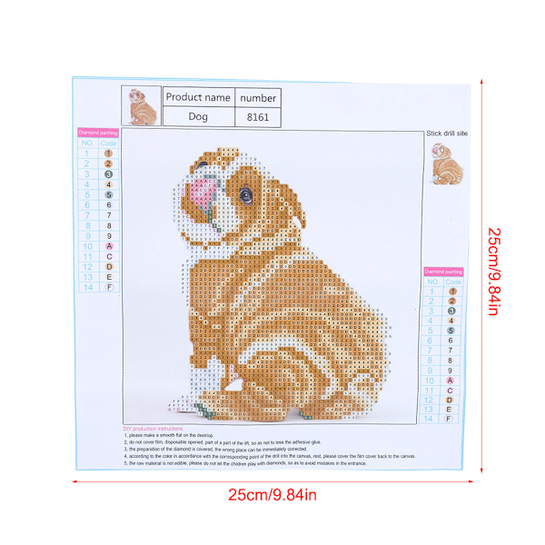 DIY Håndlavet Rhinestone Broderi Maleri Korssting Kit Håndværk Væg Dekoration (8161 Hund)