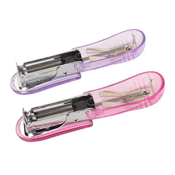 2 st miniklammer 20 ark kapacitet hävstångsstruktur bärbar klammer handhållen klammer för 24 stift 6 stift lila rosa