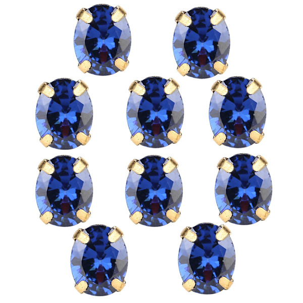 10 st Sömnad Zirkon Rhinestones Ellipsformad DIY Skor Kläder Tillbehör 8x10mm Royal Blå