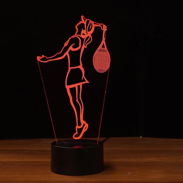 3D Play Tennisspiller Natlampe USB Touch Switch Dekor Ani