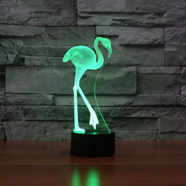 Optisk Illusjon 3D Flamingo Nattlys 16 Farger Endring