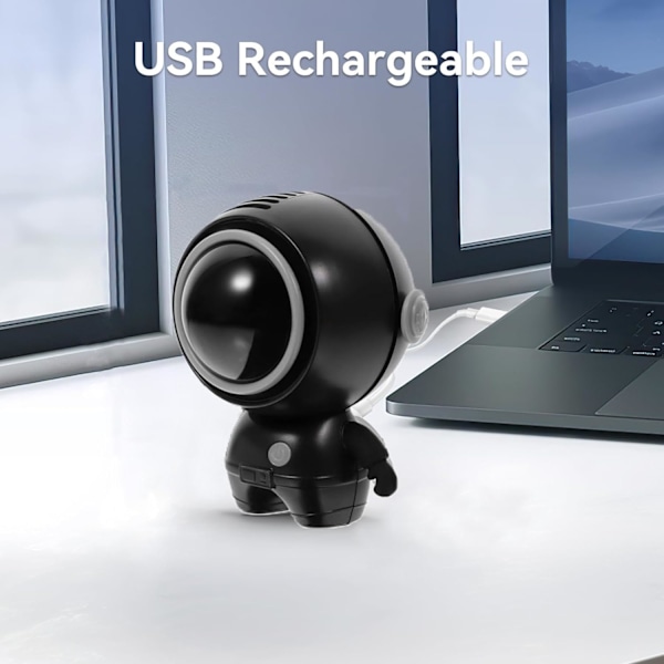 Bärbar Halsfläkt, Kraftfull Handhållen Fläkt, 3 Hastigheter USB Uppladdningsbar, Söt Astronautdesign, Mini Kylande Personlig Fläkt för Hemmakontor