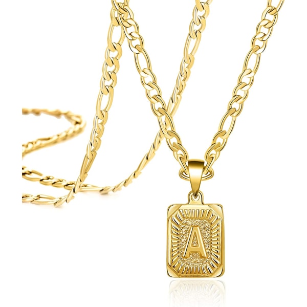 18K Guldpläterad Initial Halsband, Kvadratisk Bokstav