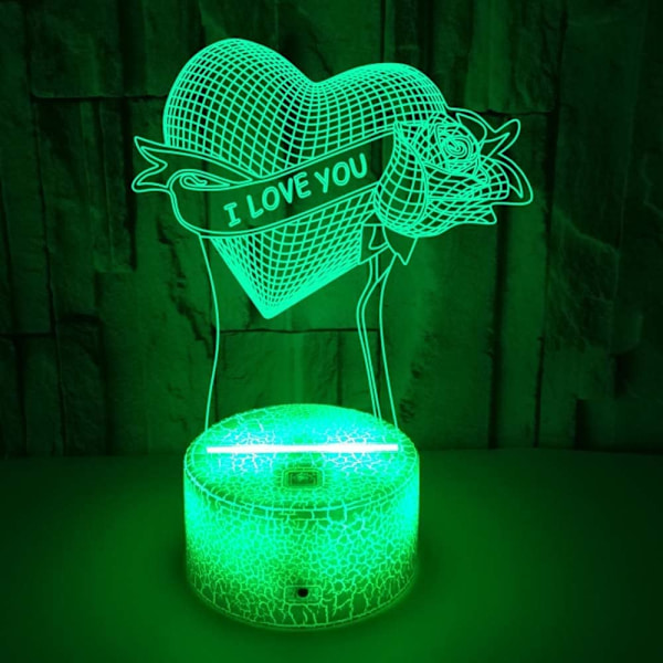 3D Jag Älskar Dig Illusionslampa, 16 Färgväxlande Lägen RGB Nattlampor, Smart Touch och Fjärrkontroll, Belysning för Alla Hjärtans Dag Dekorationer för Sovrummet