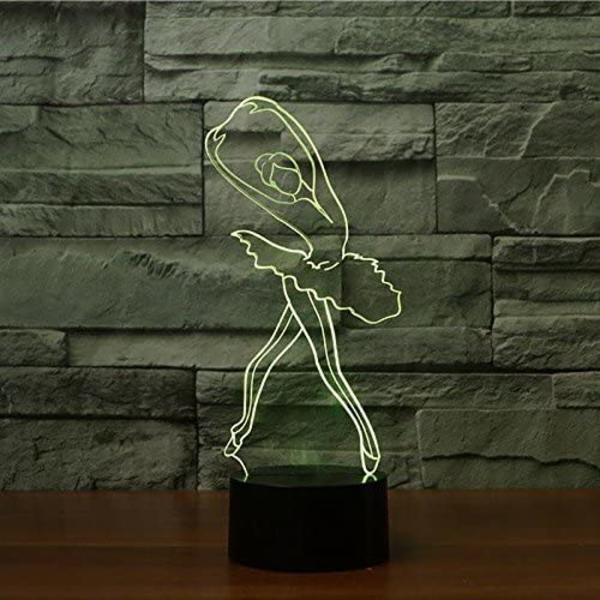 3D Ballet Pige Natlampe 7 Farveskift LED Touch Switch T