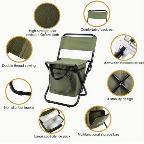 Bärbar Sittplats Bärbar Trädgårdsstol Campingstol, Ultralätta Fällstolar För Utomhuscamping Picknick Ergonomisk Fällstol Blue