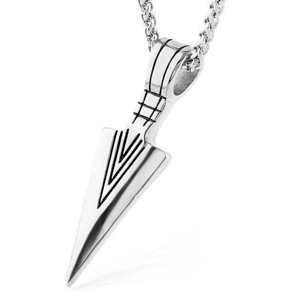 Herre Arrowhead Arrow rustfrit stål vedhæng halskæde med stål hvede kæde Silver