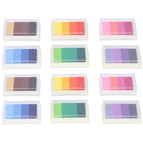 12 stk. 4 farver gradient blækpude sæt farverig DIY håndværk kort gavefremstilling stempel puder