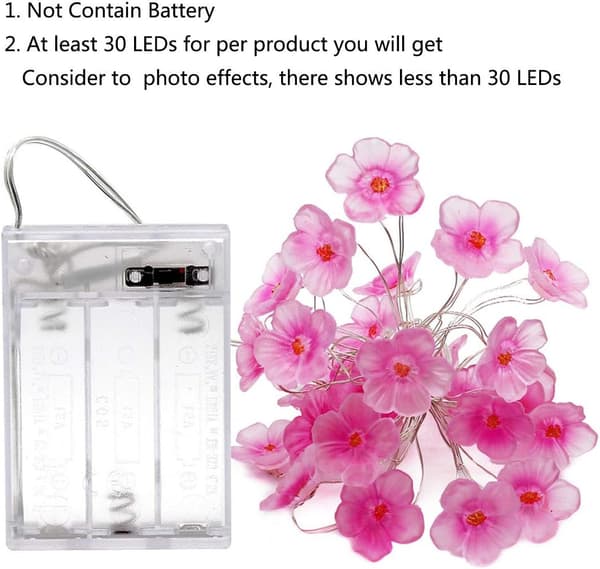 Blomster ljusslinga Fe rosa körsbärsblomma ljusslinga 30 LED